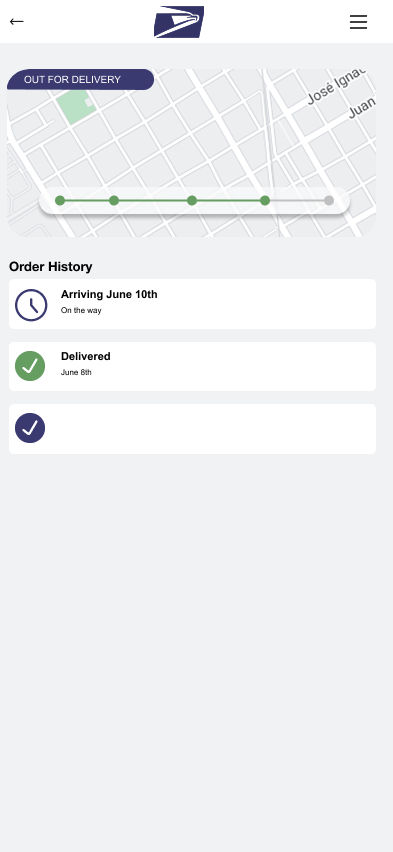 Redesigned USPS home screen